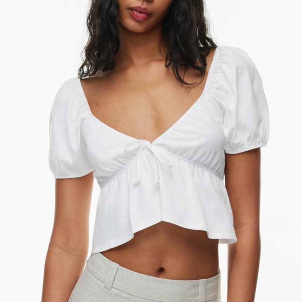 Aritzia Sunday Best White Cropped Blouse